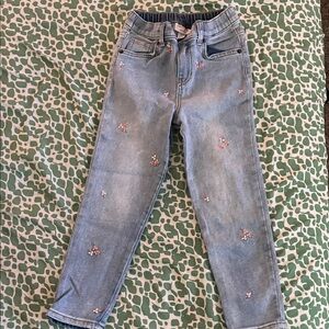 Cat & Jack Light Blue Jeans with Pink Floral Design